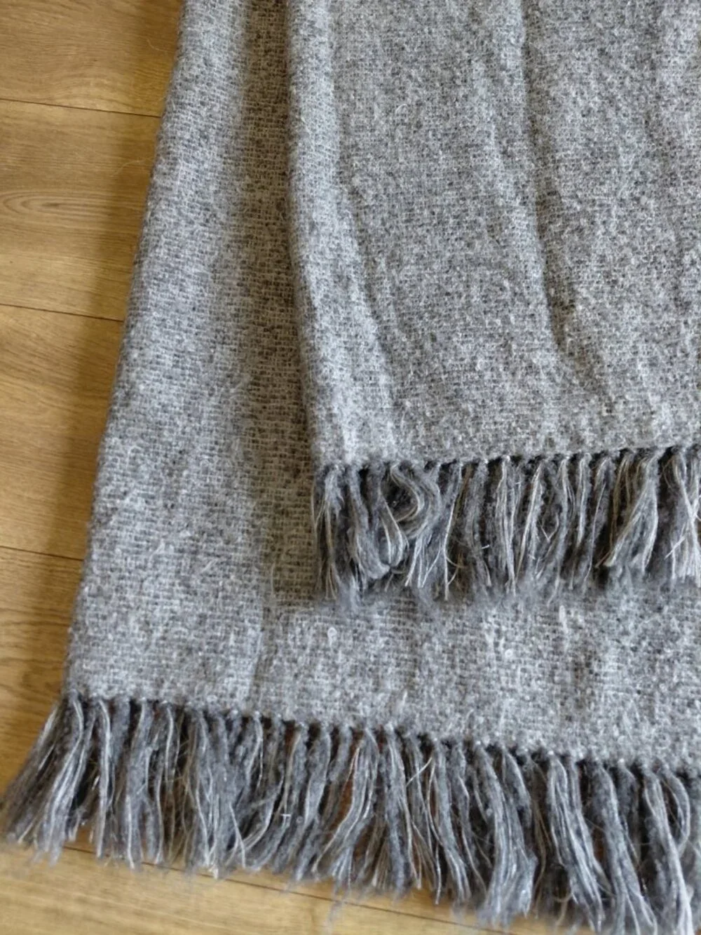 Restoration Hardware Alpaca Boucle Weave Metallic Fringe Throw Grey 96